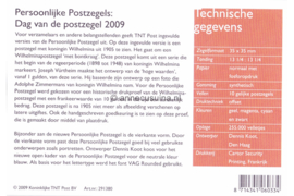 Nederland NVPH M404 (PZM404) Postfris Postzegelmapje Persoonlijke Postzegels: Dag van de postzegel 2009