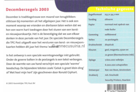 Nederland NVPH M288b (PZM288b) Postfris Postzegelmapje Decemberzegels 2003