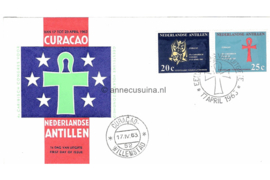 Nederlandse Antillen NVPH E24a (Uitgave met groen kruis tussen sterren) Onbeschreven 1e Dag-enveloppe Geestelijke Volksgezondheid 1963