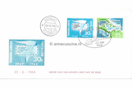 Nederlandse Antillen NVPH E30j (Uitgave met vergroting postzegel 20 ct) Onbeschreven 1e Dag-enveloppe 35 jaar luchtvaartverbinding USA-Curaçao 1964