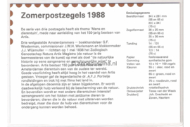 Nederland NVPH M54 (PZM54) Postfris Postzegelmapje Zomerzegels, mens en dierentuin 1988