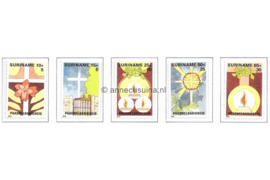 Republiek Suriname Zonnebloem 392-396 Postfris Paasweldadigheidzegels met toeslag 1984