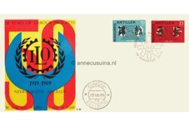 Nederlandse Antillen NVPH E56a (Uitgave met steeksleutel en ILO) Onbeschreven 1e Dag-enveloppe 50 jaar Internationale Arbeidsorganisatie I.A.O. 1969