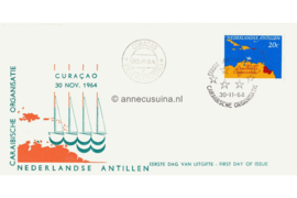 Nederlandse Antillen NVPH E32g (Uitgave met gestileerde zeilbootjes) Onbeschreven 1e Dag-enveloppe Caribische Raad 1964