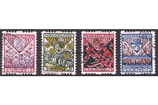 Nederland NVPH R78-R81 Gestempeld FOTOLEVERING Tweezijdige roltanding Kinderzegels, provinciewapens 1927