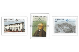 Republiek Suriname Zonnebloem 318-320 Postfris Ter herdenking van 250 jaar missiewerk van de Evangelische Broeder Gemeente in het Caraïbisch gebied 1982