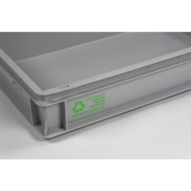 E-line Normbox stapelbare kunststof bak 400x300x120 mm, 10L grijs PP recycle (EN-4312-1)
