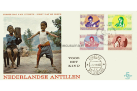 Nederlandse Antillen (Lion) NVPH E57 (E57L) Onbeschreven 1e Dag-enveloppe Kinderpostzegels. Muziek 1969