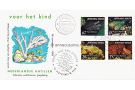 Nederlandse Antillen NVPH E38d (Uitgave met koraal onder water) Onbeschreven 1e Dag-enveloppe  Kinderpostzegels, onderwaterleven 1965