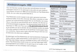 Nederland NVPH M219 (PZM219) Postfris Postzegelmapje Kinderzegels 1999