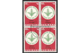 Suriname NVPH 491 Gestempeld (15 + 8 cent) (Blokje van vier) Paaszegels 1968