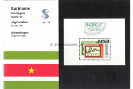 Republiek Suriname Zonnebloem Presentatiemapje PTT nr 119 Postfris Postzegelmapje Blok De Internationale Wereld Tentoonstelling 'Pacific '97' 1997