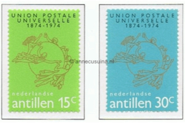 Nederlandse Antillen NVPH 495-496 Postfris 100 jaar Wereldpostvereniging 1974
