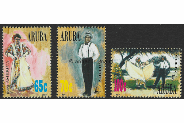 Aruba NVPH 175-177 Postfris America-zegels UPAEP, Nationale klederdracht 1996