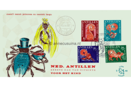 Nederlandse Antillen (Lion) NVPH E48 (E48L) Onbeschreven 1e Dag-enveloppe Kinderpostzegels, Nanzi verhalen 1967