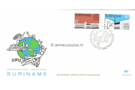 Suriname (Palmboom) NVPH E109 (E109P) Onbeschreven 1e Dag-enveloppe 100 jaar Wereldpostvereniging (U.P.U.) 1974