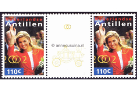 Nederlandse Antillen NVPH 1377a Postfris FOTOLEVERING Brugpaar (110 cent) MET RINGEN EN KOETS Koninklijk Huwelijk 2002