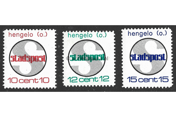 Postfris Serie 10, 12, en 15 cent Stadspost Hengelo (O) 1969