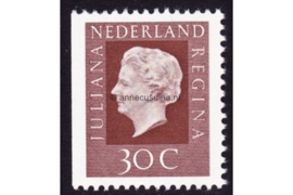 Nederland NVPH 941J Gestempeld Linkerzijde ongetand (30 cent) Koningin Juliana ('Regina') 1974-1975