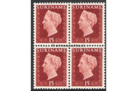 Suriname NVPH 262 Postfris (15 cent) (Blokje van vier) Koningin Wilhelmina 1948