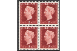 Suriname NVPH 262 Postfris (15 cent) (Blokje van vier) Koningin Wilhelmina 1948