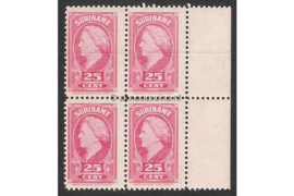 NVPH 233 Postfris FOTOLEVERING (25 cent) (Blokje van vier) Koningin Wilhelmina 1945