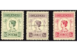 Curaçao NVPH 68-70 Ongebruikt Koningin Wilhelmina 1916