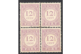 NVPH P24 Postfris (12 1/2 cent) (Blokje van vier) Cijfer en waarde in lila. Uitsluitend type I 1913-1931