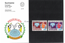 Republiek Suriname Zonnebloem Presentatiemapje PTT nr 75 Postfris Postzegelmapje Het 50-jarig bestaan van Y.W.C.A. (Young Woman Christian Association) 1992