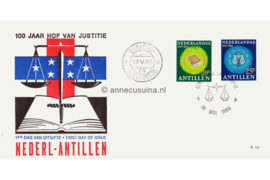 Nederlandse Antillen (Windroos) NVPH E54 (E54Wb/Uitgave zonder logo) Onbeschreven 1e Dag-enveloppe 100 jaar Hof van Justitie 1969