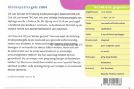 Nederland NVPH M304 (PZM304) Postfris Postzegelmapje Blok Kinderzegels 2004