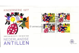 Nederlandse Antillen (Postdienst) NVPH E106a (E106APO) Onbeschreven 1e Dag-enveloppe Blok Kinderzegels 1977