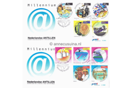 Nederlandse Antillen NVPH E306 Onbeschreven 1e Dag-enveloppe Milleniumzegels op 2 enveloppen 1999