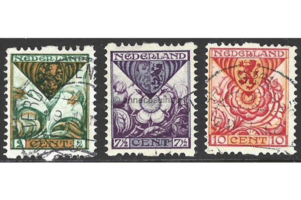 Nederland NVPH R71-R73 Gestempeld FOTOLEVERING Tweezijdige roltanding Kinderzegels, provinciewapens 1925