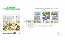 Nederlandse Antillen (Postdienst) NVPH E158a (E158APO) Onbeschreven 1e Dag-enveloppe Blok Brasiliana '83 1983