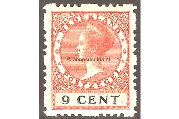 Nederland NVPH R44 Ongebruikt (9 cent) Vierzijdige roltanding Koningin Wilhelmina (type Veth) 1928