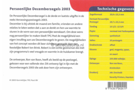Nederland NVPH M289 (PZM289) Postfris Postzegelmapje December Verassingszegel 2003