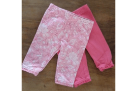 Legging roze en roze met wit 2 stuks