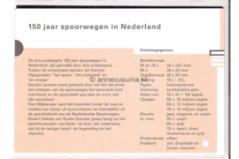 Nederland NVPH M67 (PZM67) Postfris Postzegelmapje 150 jaar Spoorwegen 1989