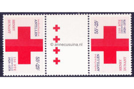 Nederlandse Antillen NVPH 592a Postfris FOTOLEVERING Keerdruk MET 4 KLEINE KRUIZEN Rode Kruis 1978