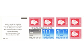 Nederland NVPH PB 22a Postfris Postzegelboekje 1 x 5ct + 2 x 10ct cijfer Crouwel + 5 x 55ct Juliana Regina kaftkleur blauwgrijs 1977