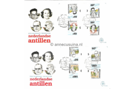 Nederlandse Antillen (Postdienst) NVPH E205 (E205POb) Onbeschreven 1e Dag-enveloppe BRUGPAREN Bijzondere personen op 2 enveloppen 1988