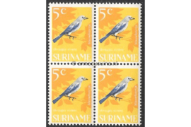 Suriname NVPH 443 Postfris (5 cent) (Blokje van vier) Vogels 1966