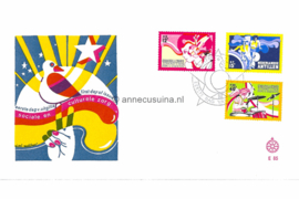 Nederlandse Antillen (Windroos) NVPH E85 (E85Wa) Onbeschreven 1e Dag-enveloppe Sociale en Culturele Zorg 1974