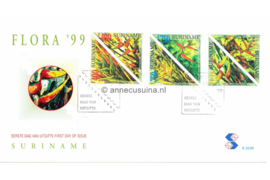 Republiek Suriname Zonnebloem E224 A en B Onbeschreven 1e Dag-enveloppe Met afbeeldingen van Surinaamse bloemen op 2 enveloppen 1999