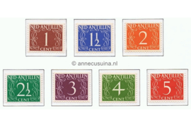 Nederlandse Antillen NVPH 211-217 Gestempeld Cijfer Van Krimpen 1950