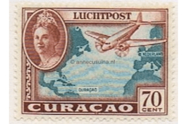 Curaçao NVPH LP36 Gestempeld (70 cent) Koningin Wilhelmina met verschillende voorstellingen 1942