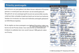 Nederland NVPH M181 (PZM181) Postfris Postzegelmapje Priorityzegels 1998