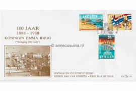 Nederlandse Antillen (SE-serie) NVPH E202 (E202S met nr. E195) Onbeschreven 1e Dag-enveloppe 100 jaar Emmabrug 1988