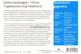 Nederland NVPH M395b (PZM395b) Postfris Postzegelmapje Jubileumpostzegels: 110 jaar Vogelbescherming Nederland 2009